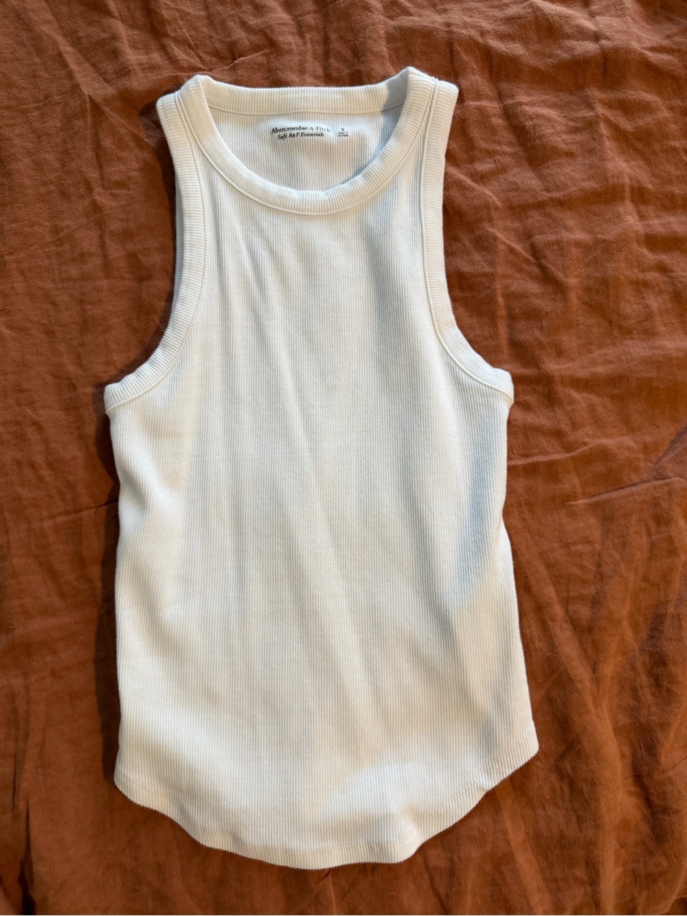 Abercrombie & Fitch White Ribbed Racerback Tank